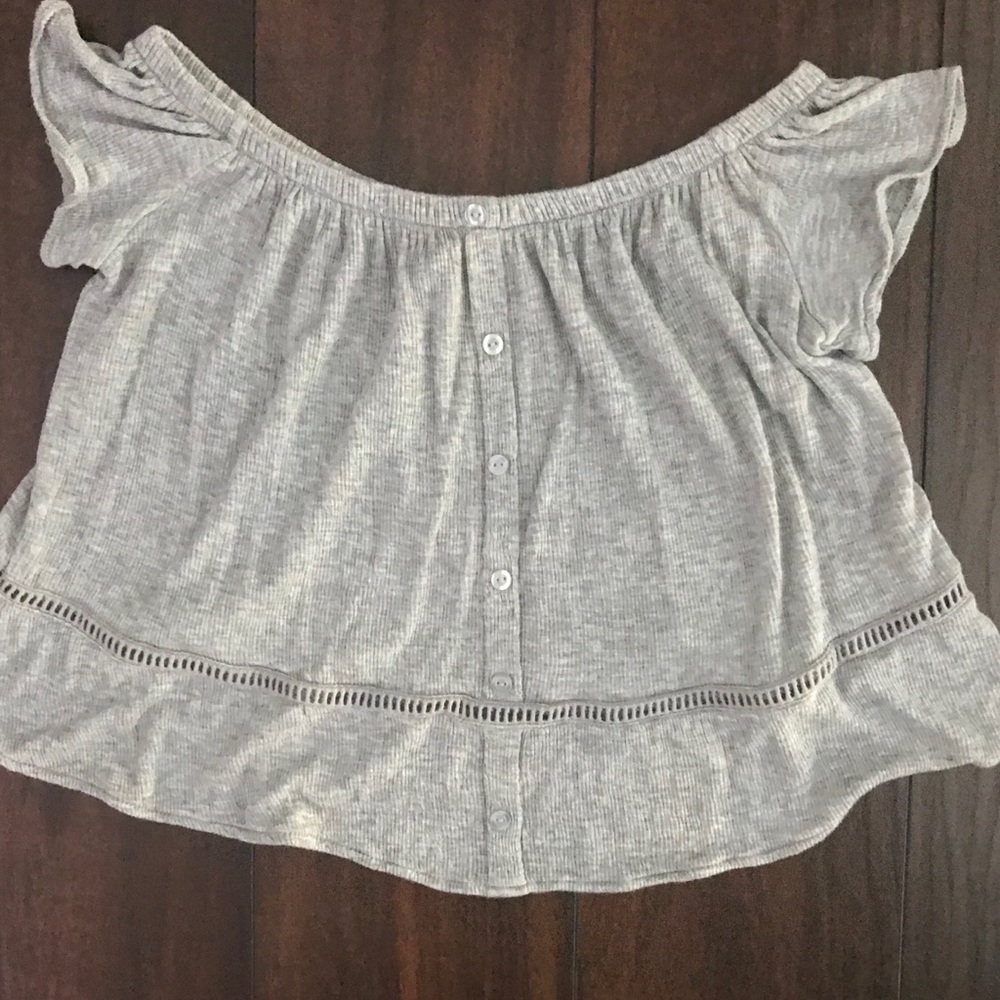 💫 Gray Off Shoulder Crop Top 💫